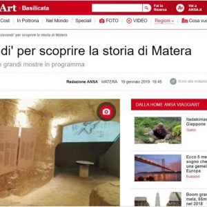 Articolo ANSA: ‘Ars Excavandi’ per scoprire la storia di Matera